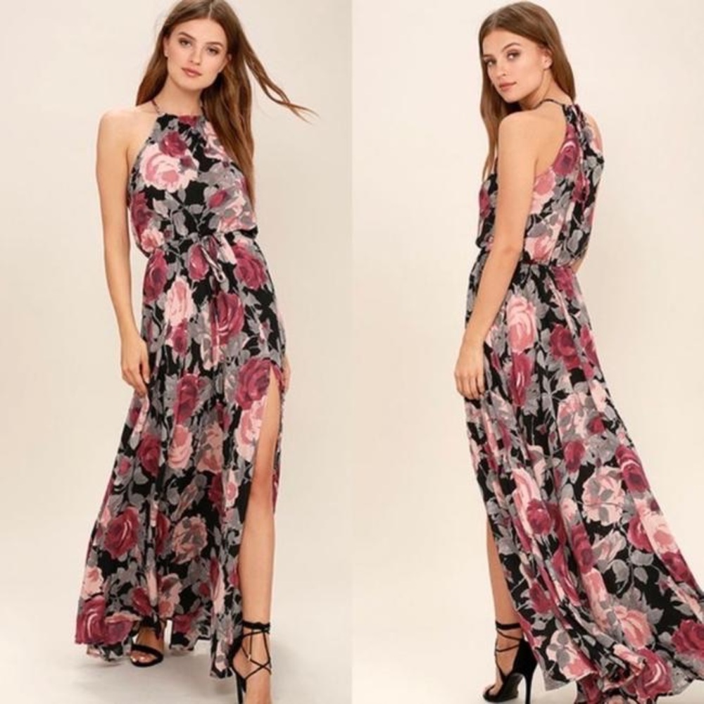 Lulu’s Floral Halter Maxi Dress